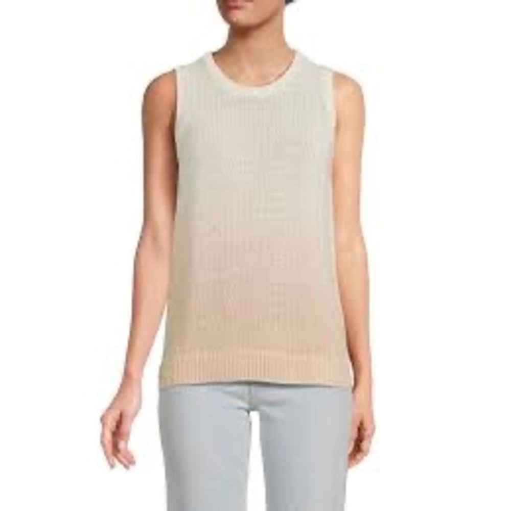 J. McLaughlin Alto Ombre Sweater Vest S Cream Beige EUC‎ Chunky Knit coastal